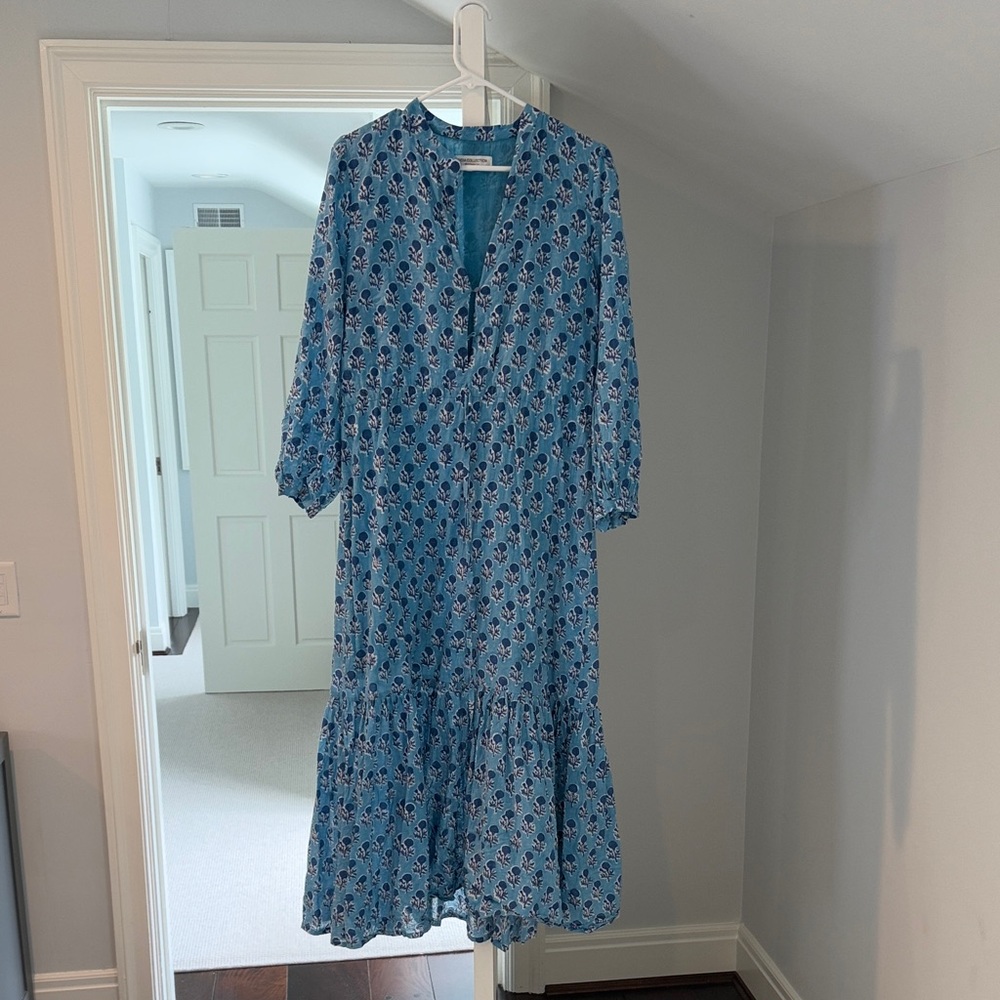 Emerson Fry Blue Patterned Long Sleeve Dress